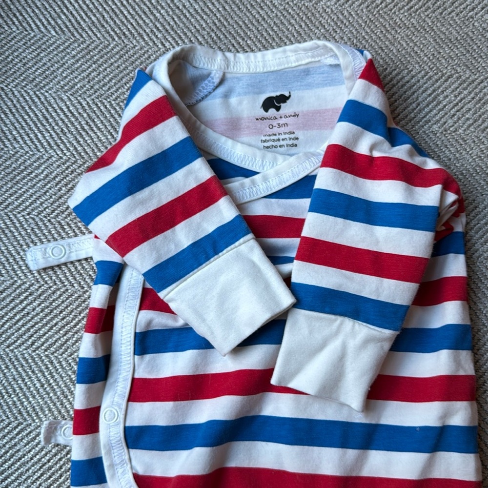 Monica & Andy striped romper 0-3 months